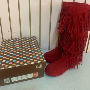 Tall red leather boot size 9